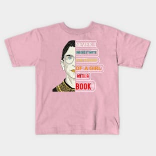 Never Underestimate The Power Of A Girl With A Book Kids T-Shirt
